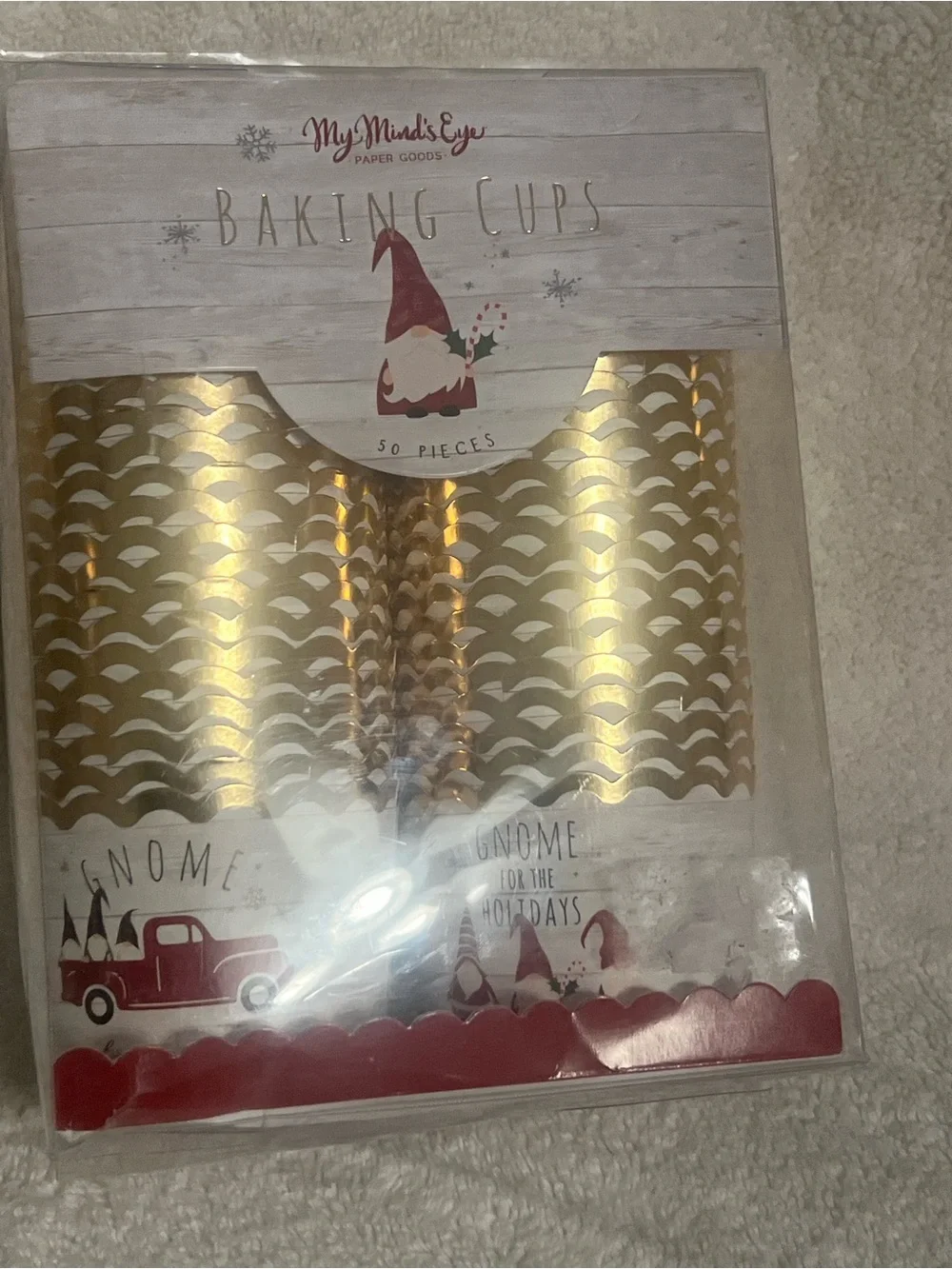 My Mind's Eye Gold Foil Baking Cups - Holiday Gnome